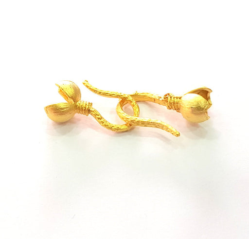 Gold Hook Clasp Findings 2 Pcs (1 sets) (40x10mm) , Gold Plated Brass  G13525