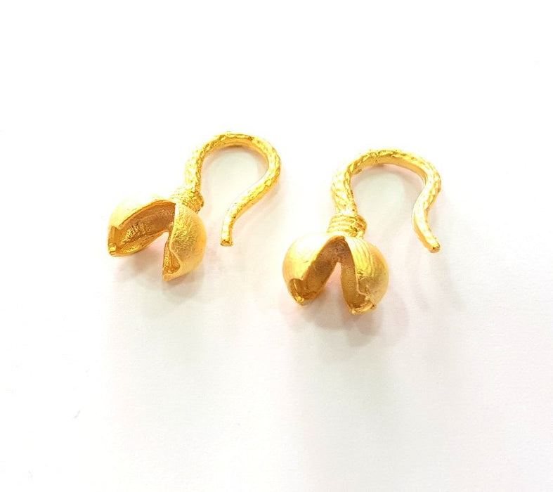 Gold Hook Clasp Findings 2 Pcs (1 sets) (40x10mm) , Gold Plated Brass  G13525