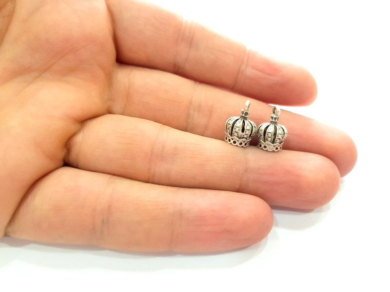 4 Silver Cone Findings Antique Silver Plated Brass  ( 13x9 mm)  G13527