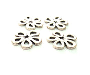 4 Flower Charm Silver Charms Antique Silver Plated Metal (20mm) G14610