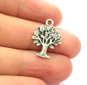 8 Tree Charm Silver Charms Antique Silver Plated Metal (22x16mm) G13537