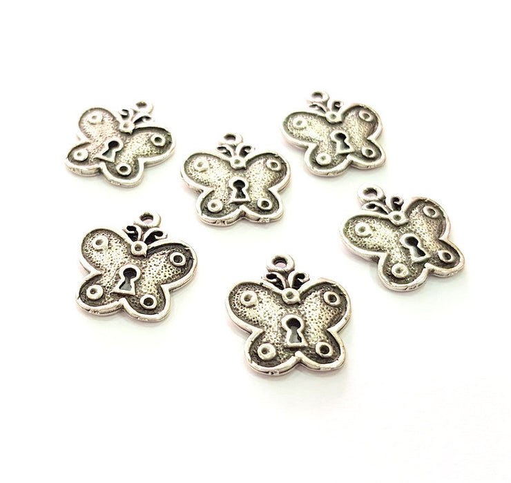 5 Butterfly Charm Silver Charms Antique Silver Plated Metal (20x18mm) G13538