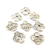 10 Flower Charm Silver Charms Antique Silver Plated Metal (17mm) G13550