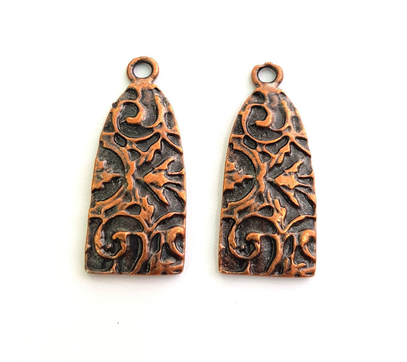 2 Copper Charm Antique Copper Charm Antique Copper Plated Metal  (40x16mm) G13605