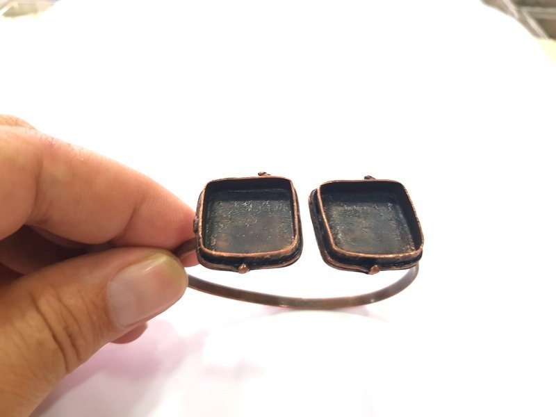 Copper Bracelet Blanks Bangle Blanks Cuff Blanks Adjustable Bracelet Blank Antique Copper Plated Brass (20x20mm Blanks ) G13997