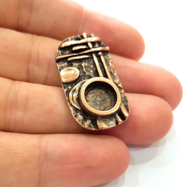 Copper Pendant Blank Mosaic Base inlay Blank Necklace Blank Resin Mountings Antique Copper Plated Metal ( 10 mm round blank) G14026