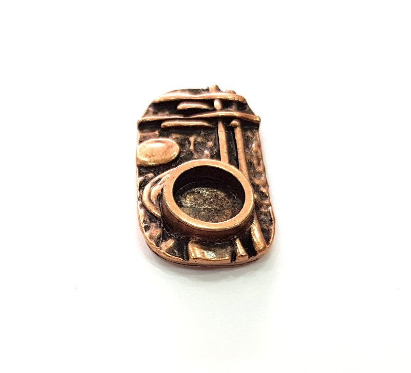 Copper Pendant Blank Mosaic Base inlay Blank Necklace Blank Resin Mountings Antique Copper Plated Metal ( 10 mm round blank) G14026