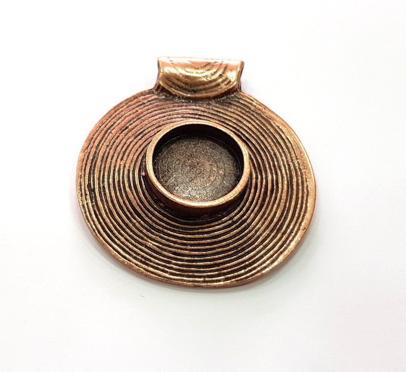 Copper Pendant Blank Mosaic Base inlay Blank Necklace Blank Resin Mountings Antique Copper Plated Metal ( 20 mm round blank) G14027