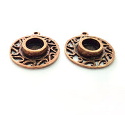 2 Copper Pendant Blank Mosaic Base inlay Blank Necklace Blank Resin Mountings Antique Copper Plated Metal ( 8 mm round blank) G17052