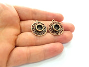 2 Copper Pendant Blank Mosaic Base inlay Blank Necklace Blank Resin Mountings Antique Copper Plated Metal ( 8 mm round blank) G17052