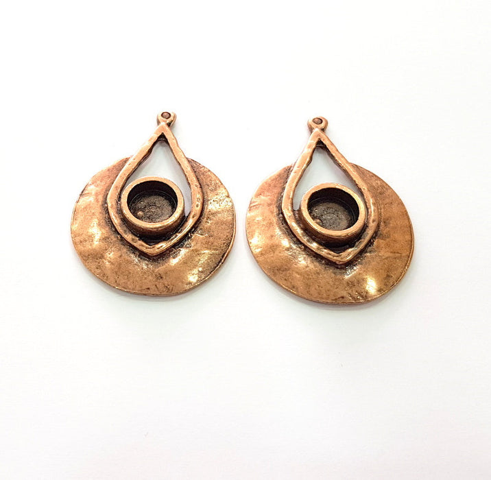Copper Pendant Blank Mosaic Base inlay Blank Necklace Blank Resin Mountings Antique Copper Plated Metal ( 10 mm round blank) G14029