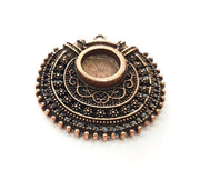 Copper Pendant Blank Mosaic Base inlay Blank Necklace Blank Resin Mountings Antique Copper Plated Metal ( 12 mm round blank) G15395