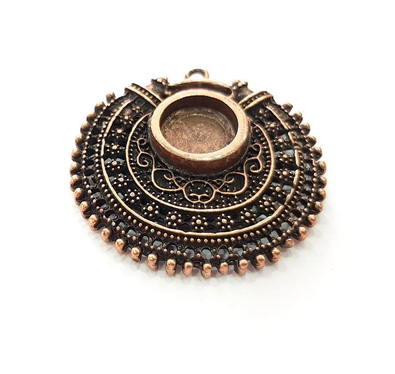 Copper Pendant Blank Mosaic Base inlay Blank Necklace Blank Resin Mountings Antique Copper Plated Metal ( 12 mm round blank) G15395