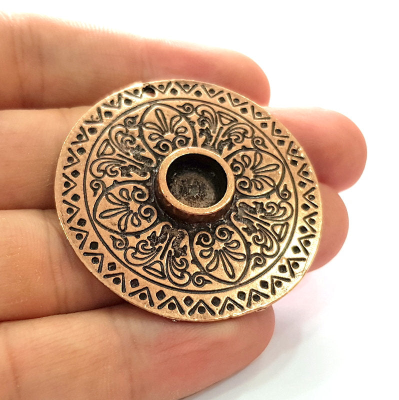 Copper Pendant Blank Mosaic Base inlay Blank Necklace Blank Resin Mountings Antique Copper Plated Metal ( 10 mm round blank) G14031
