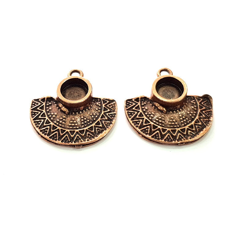 Copper Pendant Blank Mosaic Base inlay Blank Necklace Blank Resin Mountings Antique Copper Plated Metal ( 10 mm round blank) G14032
