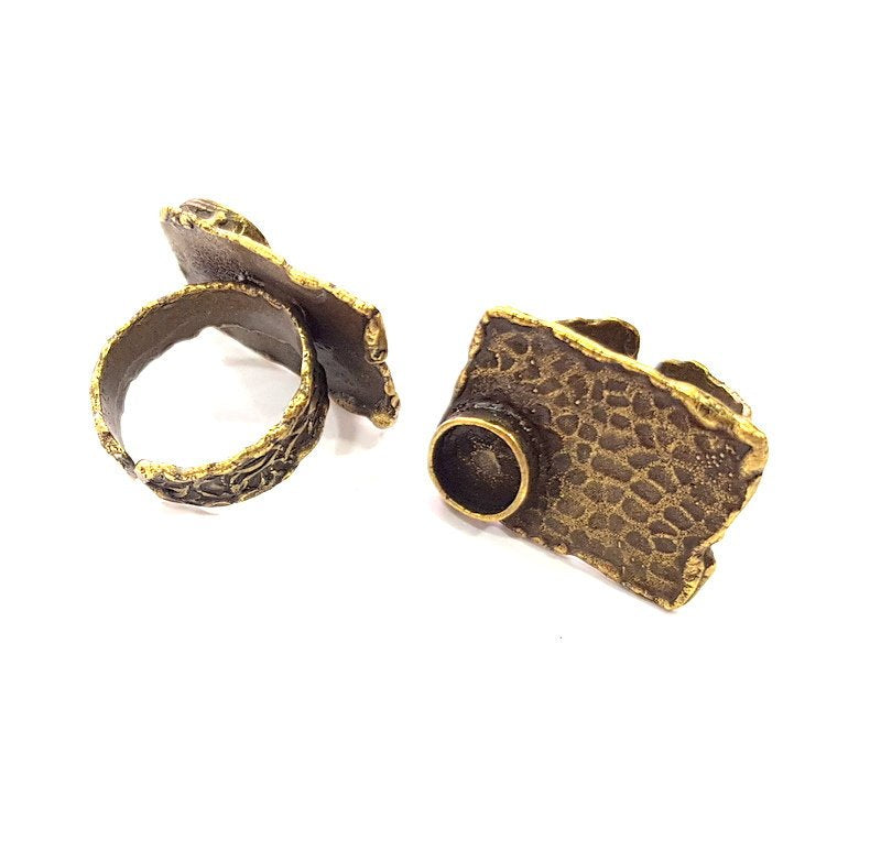 Antique Bronze Ring Blank Ring Setting inlay Blank Mosaic Bezel Base Cabochon Mountings (8mm Blank ) Antique Bronze Plated Brass G14034