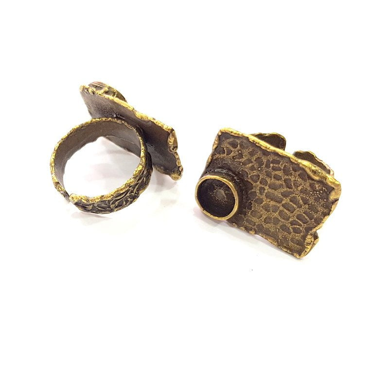 Antique Bronze Ring Blank Ring Setting inlay Blank Mosaic Bezel Base Cabochon Mountings (8mm Blank ) Antique Bronze Plated Brass G14034