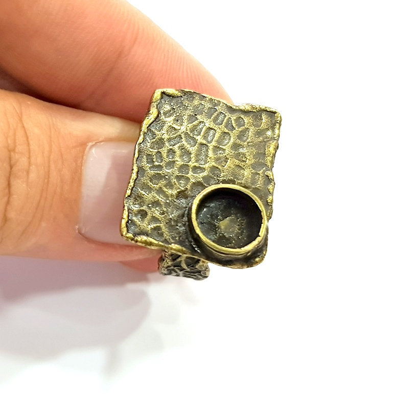 Antique Bronze Ring Blank Ring Setting inlay Blank Mosaic Bezel Base Cabochon Mountings (8mm Blank ) Antique Bronze Plated Brass G14034