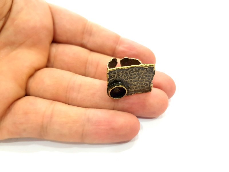 Antique Bronze Ring Blank Ring Setting inlay Blank Mosaic Bezel Base Cabochon Mountings (8mm Blank ) Antique Bronze Plated Brass G14034