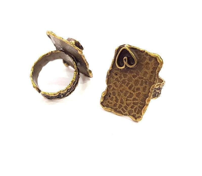 Antique Bronze Ring Blank Ring Setting inlay Blank Mosaic Bezel Base Cabochon Mountings (10x8mm Blank ) Antique Bronze Plated Brass G14035