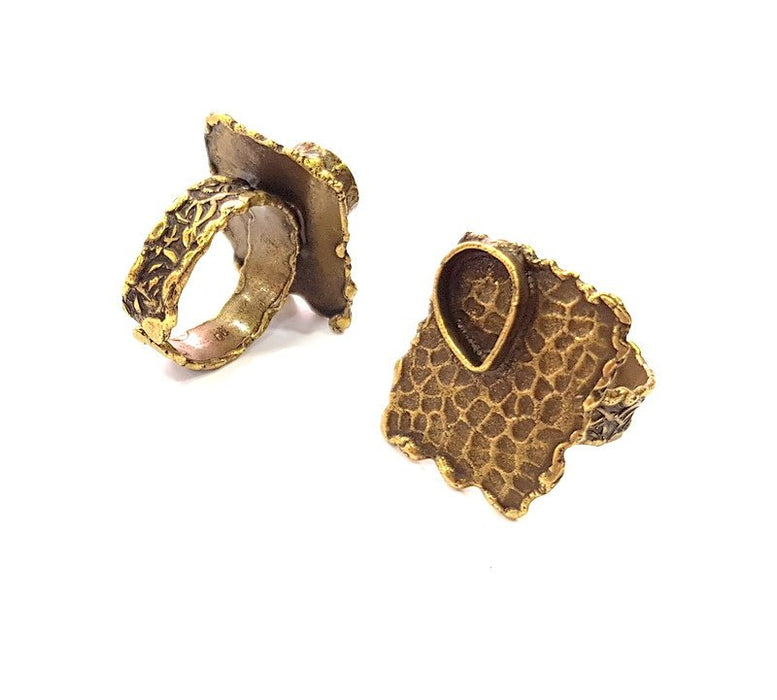Antique Bronze Ring Blank Ring Setting inlay Blank Mosaic Bezel Base Cabochon Mountings (10x8mm Blank ) Antique Bronze Plated Brass G14035
