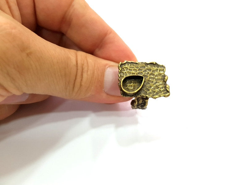 Antique Bronze Ring Blank Ring Setting inlay Blank Mosaic Bezel Base Cabochon Mountings (10x8mm Blank ) Antique Bronze Plated Brass G14035