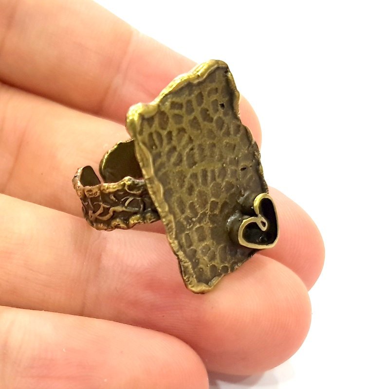 Antique Bronze Ring Blank Ring Setting inlay Blank Mosaic Bezel Base Cabochon Mountings (7mm Blank ) Antique Bronze Plated Brass G14036