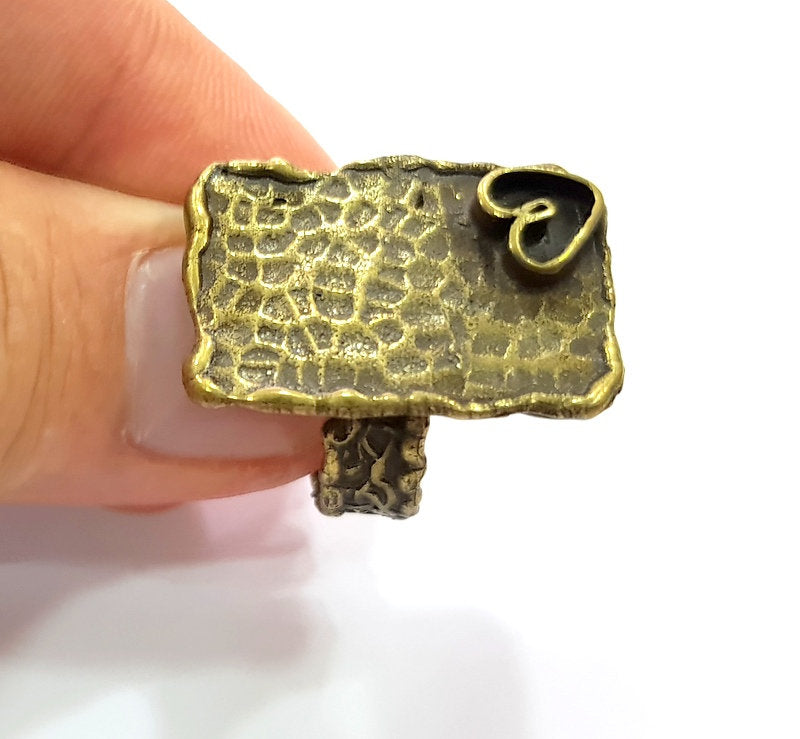 Antique Bronze Ring Blank Ring Setting inlay Blank Mosaic Bezel Base Cabochon Mountings (7mm Blank ) Antique Bronze Plated Brass G14036