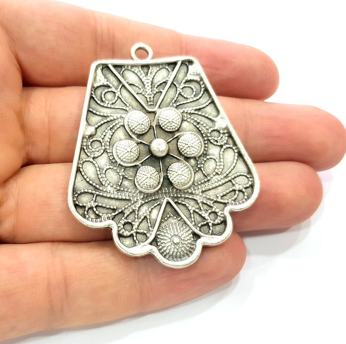 Silver Pendant Antique Silver Plated Metal (55x45mm) G13626