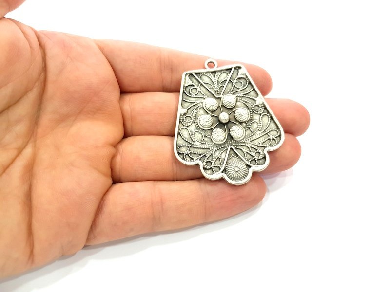Silver Pendant Antique Silver Plated Metal (55x45mm) G13626