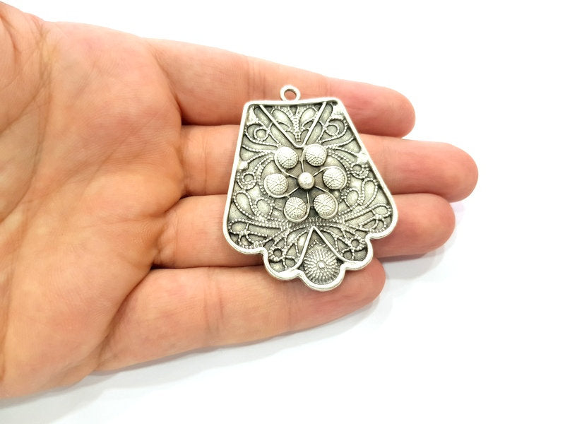 Silver Pendant Antique Silver Plated Metal (55x45mm) G13626