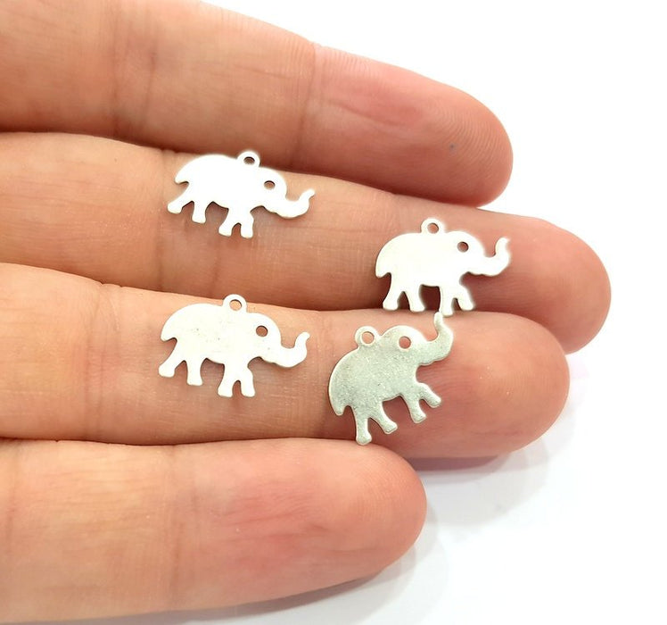 20 Elephant Charm Silver Charms Antique Silver Plated Brass (16x11mm) G13627