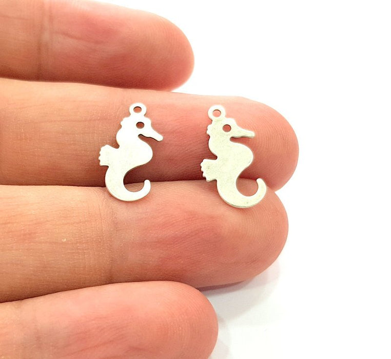 20 Seahorse Charm Antique Silver Plated Brass Charms  (17x9mm) G13629