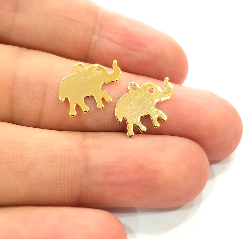 10 Elephant Charms Gold Plated Charms Gold Plated Brass (16x12mm)  G13641