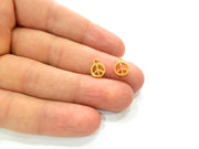 20 Peace Charm Shiny Gold Plated Charm Gold Plated Metal (8mm)  G13645