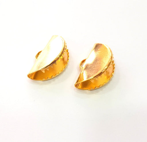 2 Cord End Findings , Gold Plated Brass 25x14mm  G13652