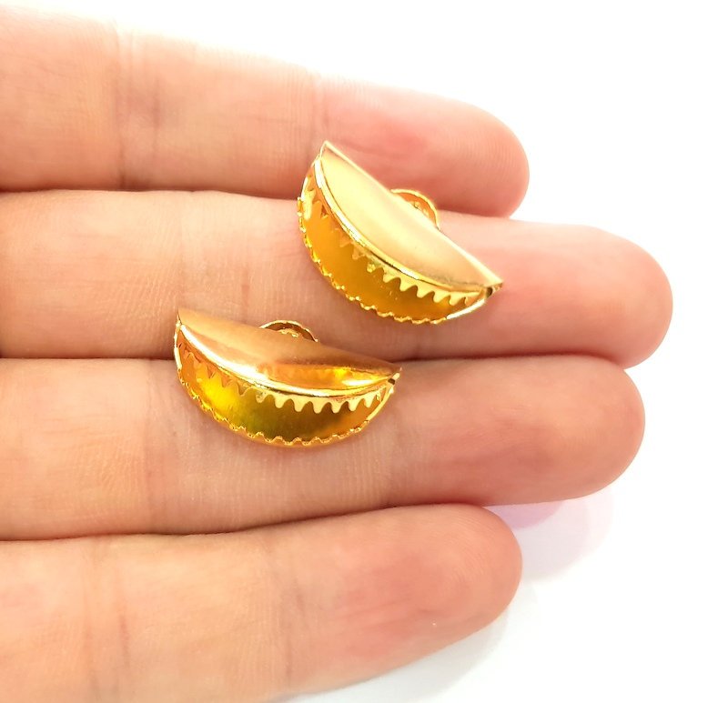 2 Cord End Findings , Gold Plated Brass 25x14mm  G13652