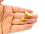 2 Cord End Findings , Gold Plated Brass 25x14mm  G13652