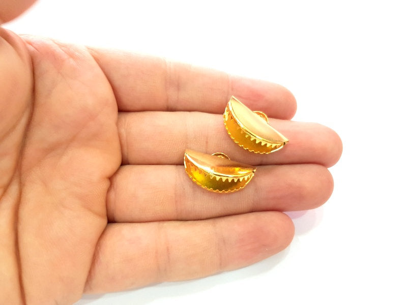 2 Cord End Findings , Gold Plated Brass 25x14mm  G13652