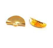2 Cord End Findings , Gold Plated Brass 25x14mm  G13652