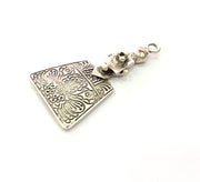 2 Silver Ethnic Charms Antique Silver Plated Metal (49x25mm) G13656