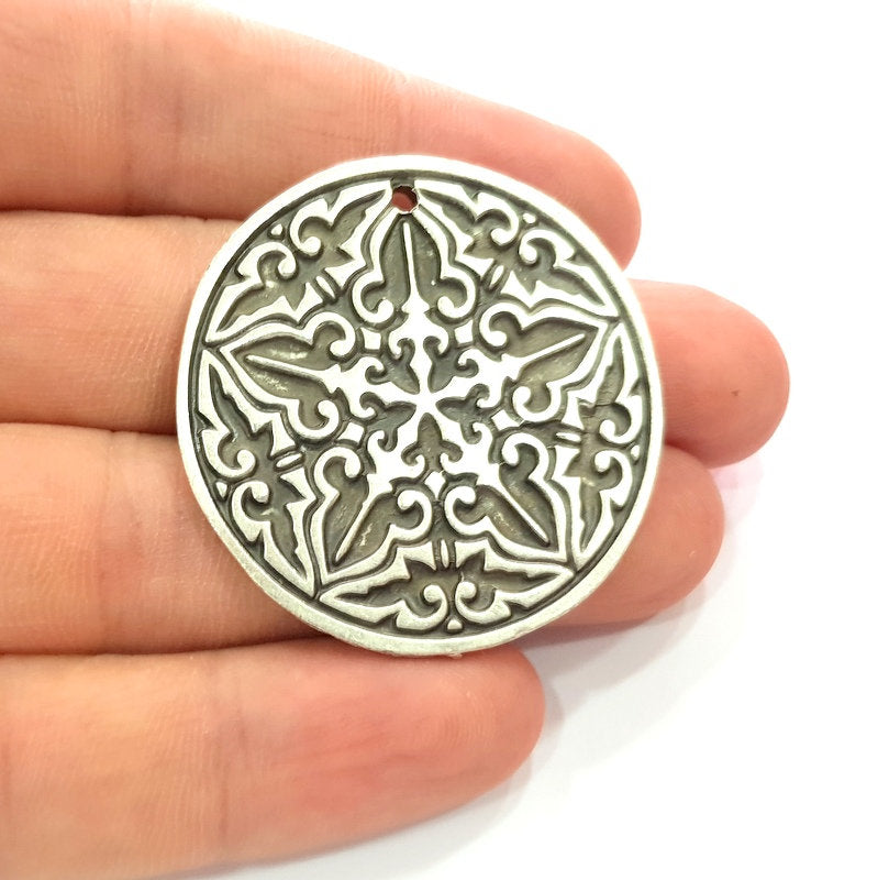 Silver Pendant Antique Silver Plated Metal (42mm) G13658