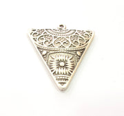 Triangle Pendant Silver Pendant Antique Silver Plated Metal (46x38mm) G13659
