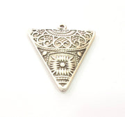 Triangle Pendant Silver Pendant Antique Silver Plated Metal (46x38mm) G13659