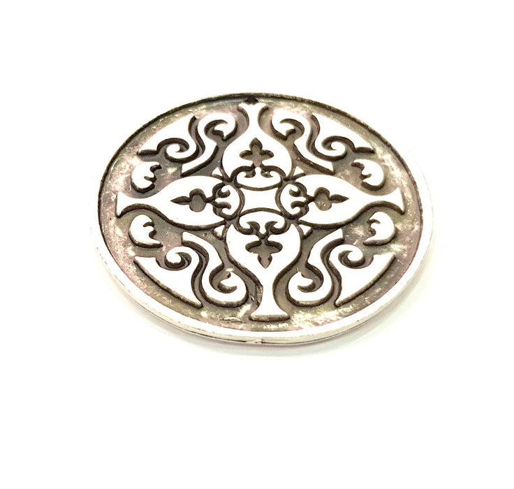 Silver Pendant Antique Silver Plated Metal (42mm) G13661