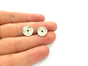 10 Silver Disc Findings Antique Silver Plated Round Connector (13mm)  G13662