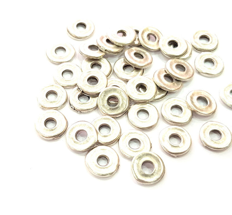 10 Silver Disc Findings Antique Silver Plated Round Connector (10mm)  G13665