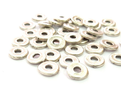 10 Silver Disc Findings Antique Silver Plated Round Connector (10mm)  G13665