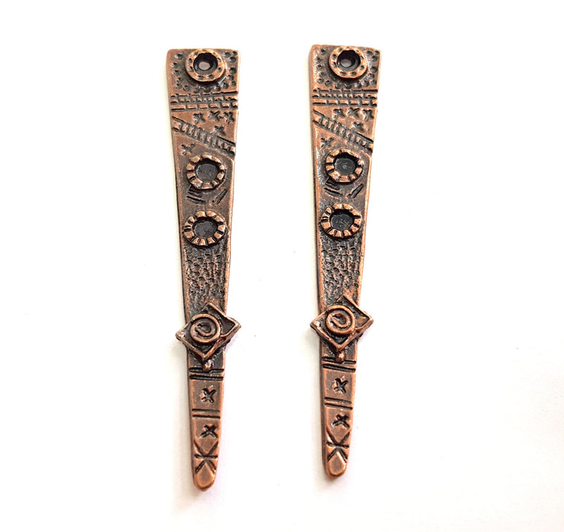 2 Copper Pendant Antique Copper Pendant Antique Copper Plated Metal (73x12mm) G14053