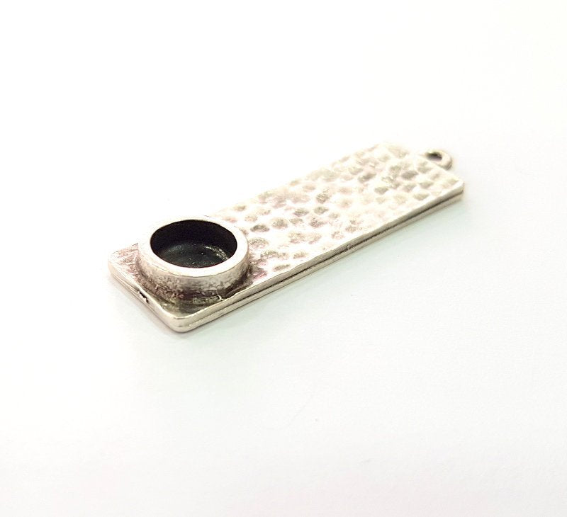 2 Pcs Hammered Base Blank inlay Blank Earring Base Resin Blank Mosaic Mountings Antique Silver Plated Metal (8 mm blank )  G13691